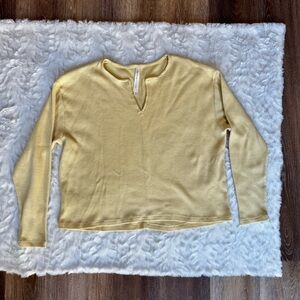 Babaton / The Group Aritzia Pale Yellow Waffle Knit Cropped Longsleeve 2XS